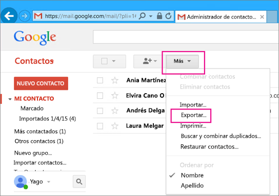 Resultado de imagen para como Importar y exportar contactos en contacts gmail