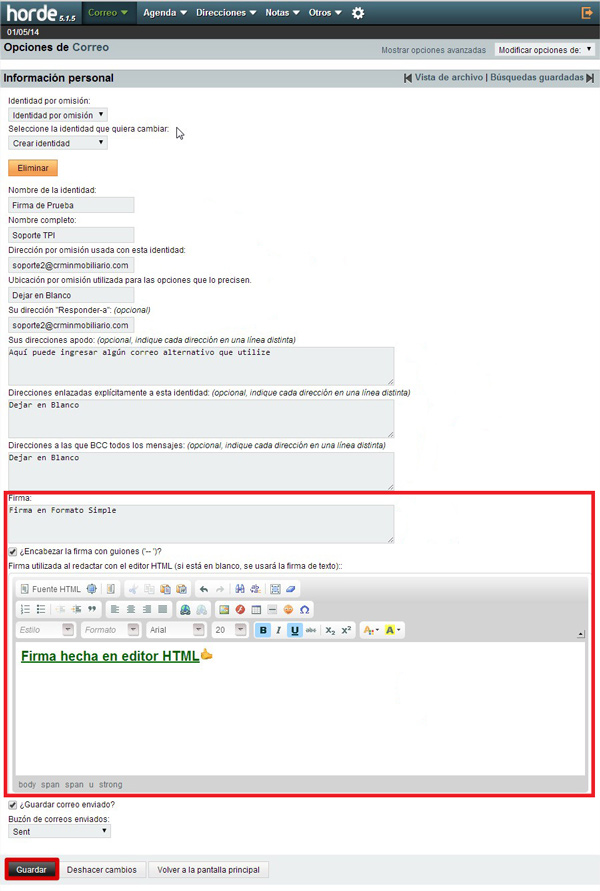 Cómo crear una firma de correo electrónico con Horde Webmail